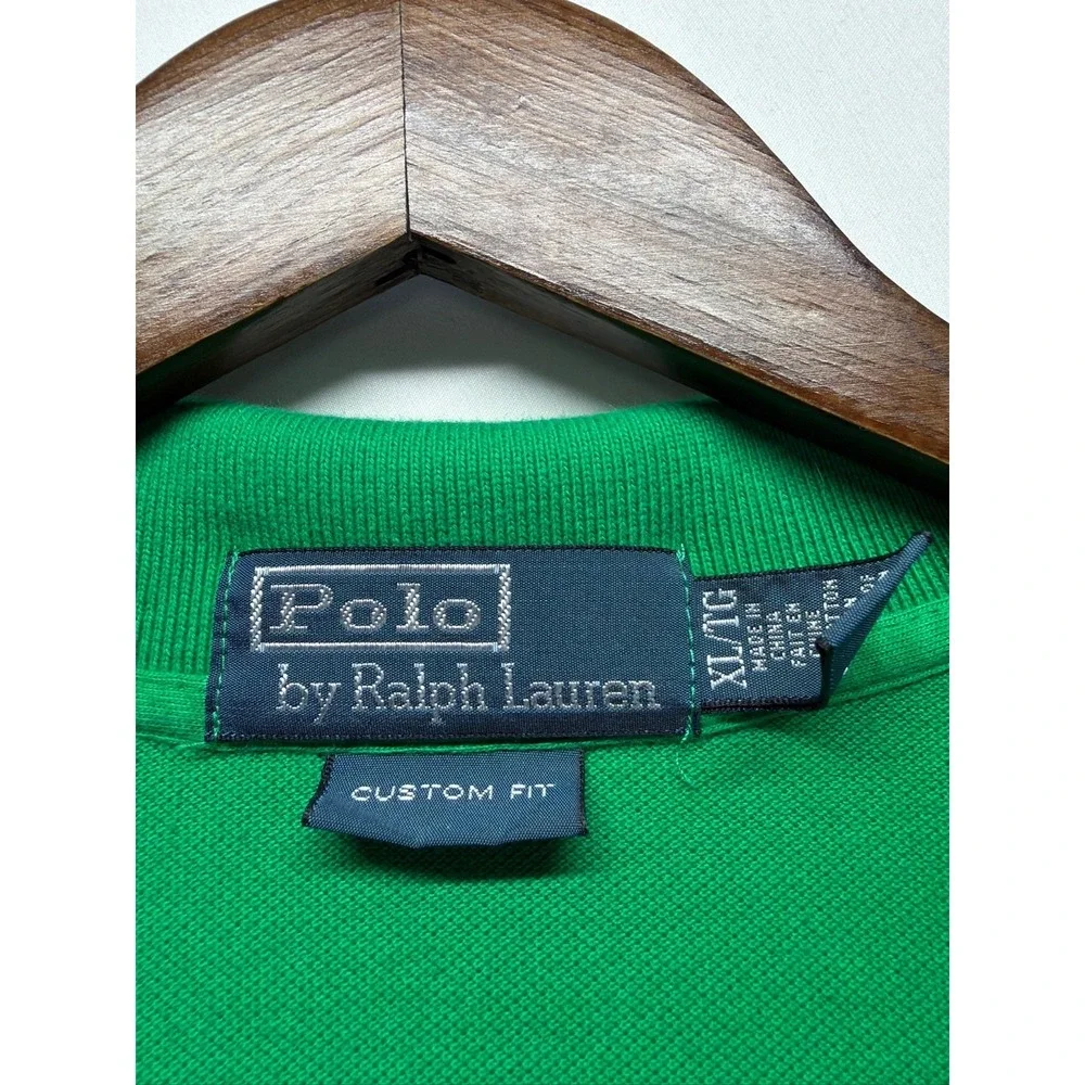 Polo Ralph Lauren Polo Shirt Mens XL Green Custom‎ Fit Cotton Pony Golf Tennis